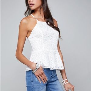 NWT bebe white floral peplum cami